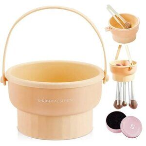 Makeup Brush Cleaner Bowl, 3-in-1 Foldable Silicone Makeup Brush Cleaner